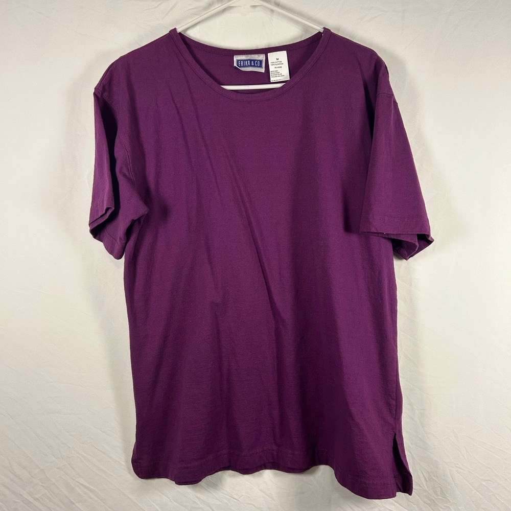 Erika‎ & Co. T-Shirt Women Medium Purple 100% Cotton Short Sleeve Tee